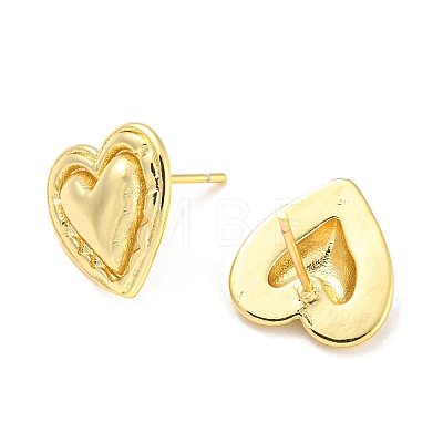 Rack Plating Brass Heart Stud Earrings for Women EJEW-F326-22G-1