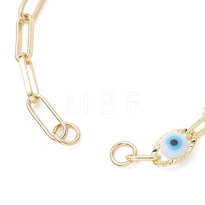 Handmade Plastic Evil Eye Link and Brass Paperclip Chain Bracelet Making AJEW-JB01565-1
