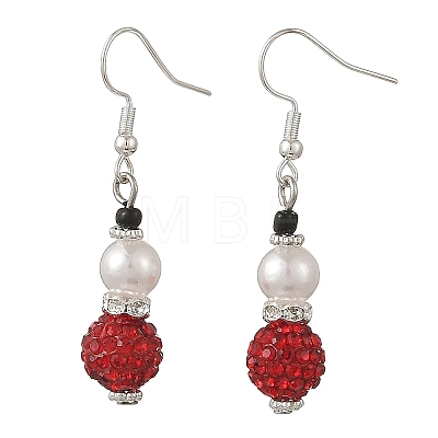 Christmas Handmade Polymer Clay Rhinestone Dangle Earrings EJEW-JE07518-01-1