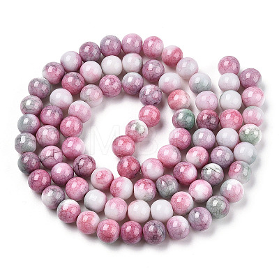 Opaque Crackle Glass Round Beads Strands GLAA-T031-10mm-01J-1