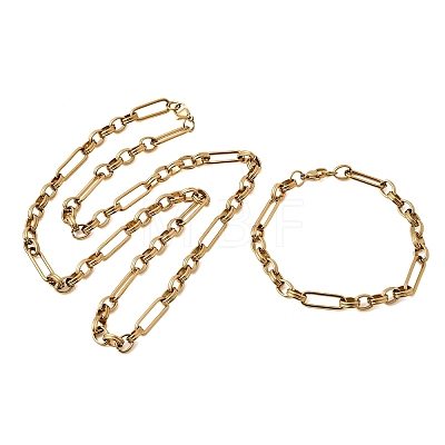 304 Stainless Steel Link Chain Bracelet & Necklace Jewelry Sets SJEW-L199-09G-1