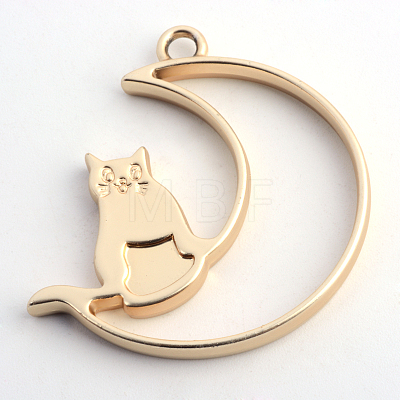 Matte Style Rack Plating Alloy Kitten Open Back Bezel Pendants PALLOY-S047-38C-FF-1