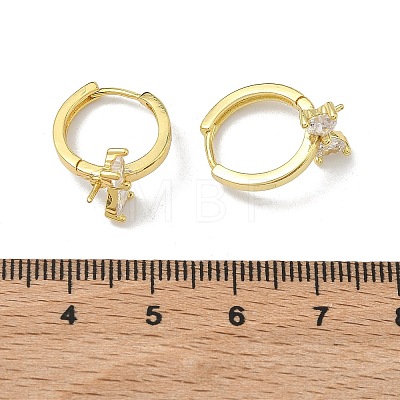 Brass Micro Pave Clear Cubic Zirconia Earring Findings KK-D226-04G-1
