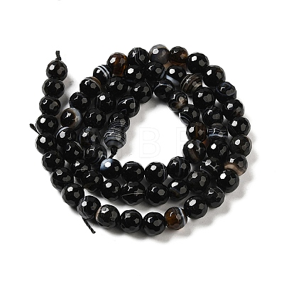 Natural Black Agate Beads Strands G-A246-8mm-04-1