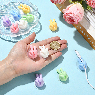 Yeah Gesture Thumb Shape Plastic Cable Organizer Clips PL-FZCA1FC-01A-1