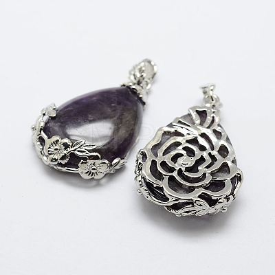 Natural Amethyst Pendants G-P275-11-1