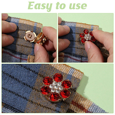 12Pcs 6 Colors Brass Rhinestone Cufflinks BUTT-GL0001-06-1