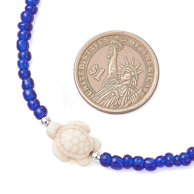 9Pcs 9 Styles Synthetic Turquoise Sea Turtle with Glass Seed Beaded Necklace Sets for Women NJEW-JN05930-1