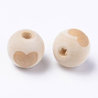 Unfinished Natural Wood European Beads WOOD-S057-005A-1