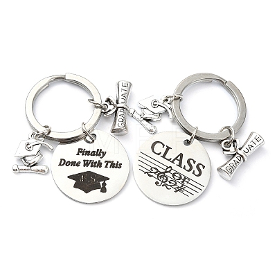 Flat Round Alloy Keychain KEYC-YW00090-01-1