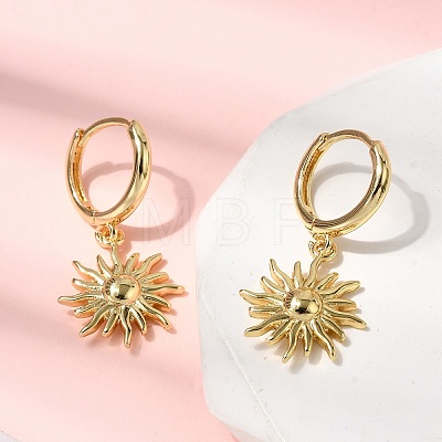 Sun Brass Hoop Earrings EJEW-H180-30A-G-1