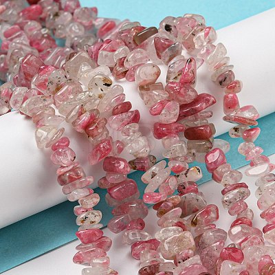 Natural Cherry Blossom Jasper Chip Beads Strands G-G905-12-1