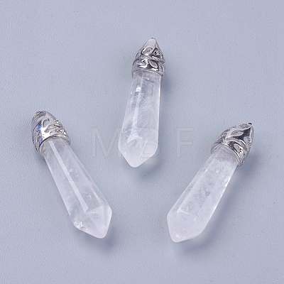 Natural Quartz Crystal Pointed Pendants G-F228-06N-RS-1