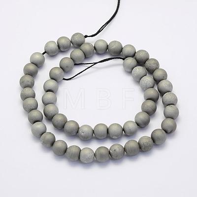 Electroplate Natural Druzy Agate Beads Strands G-G708-6mm-04-1