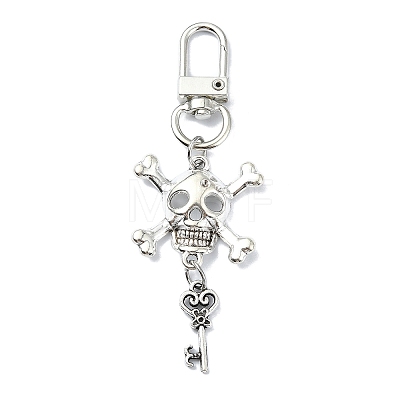 Halloween Skull & Key Alloy Pendant Decorations HJEW-JM02219-1