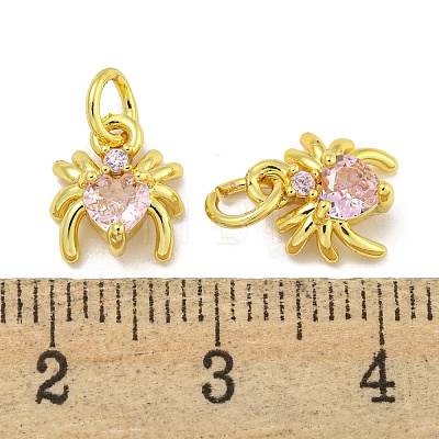 Rack Plating Brass Micro Pave Cubic Zirconia Spider Charms ZIRC-I065-02B-1