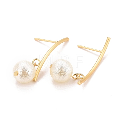 Bar with Acrylic Pearl Dangle Stud Earrings EJEW-C022-17G-1