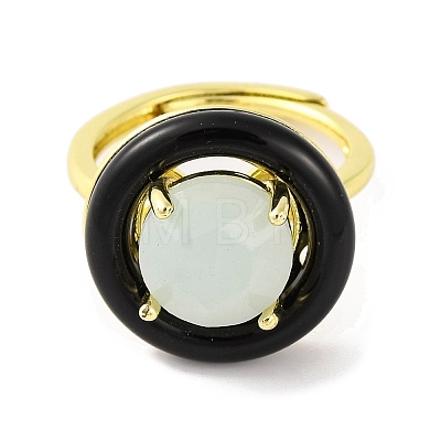 Rack Plating Round Brass Enamel Adjustable Rings RJEW-U004-01C-G-1