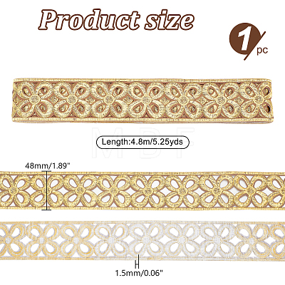 4.8M Iron on/Sew on Ethnic Style Embroidery Flower Acrylic Fibre Hollow Lace Ribbons OCOR-WH0070-101-1
