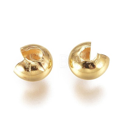 Brass Crimp Beads Covers KK-CJC0001-06A-G-1