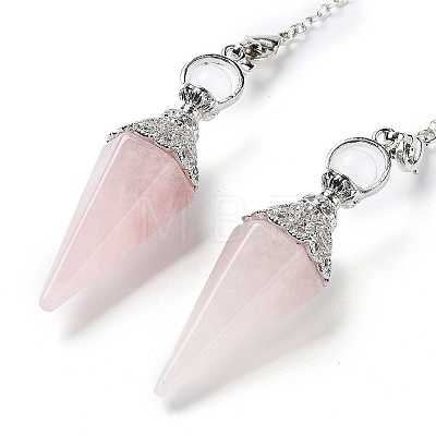 Natural Rose Quartz Hexagonal Pointed Dowsing Pendulums G-P552-05P-04-1