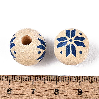 Christmas Spray Painted Schima Wood Beads WOOD-T032-35F-1
