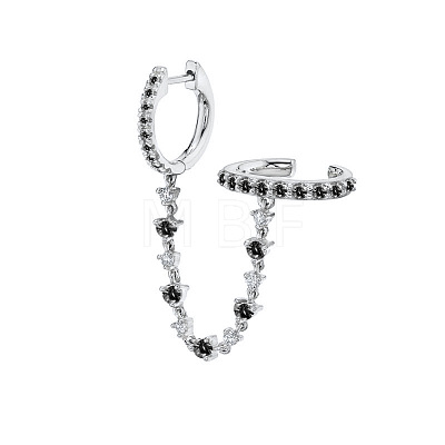 Brass Cubic Zirconia Hoop Earrings FS-WGC777E-09-1
