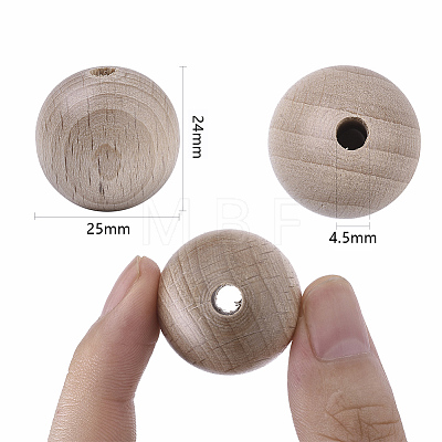 Natural Beech Wood Beads LS-WOOD-T020-01D-1