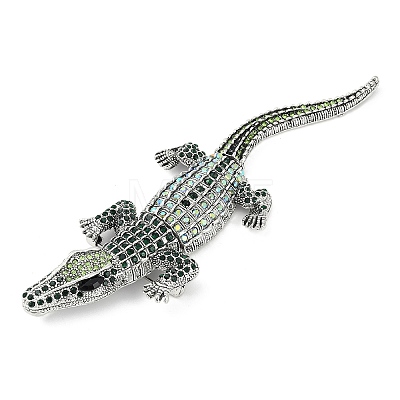 Alloy Rhinestones Alligator Brooches JEWB-S022-07B-1