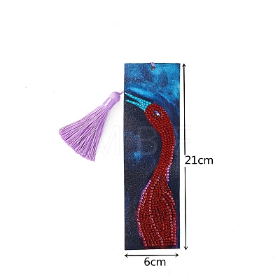 Flamingo Shape Pattern DIY Diamond Painting Bookmark with Tassel Pendants Kits PW-WG983E9-01-1