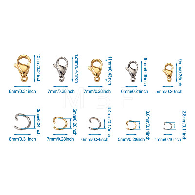 304 Stainless Steel Lobster Claw Clasps STAS-KS0001-03-1