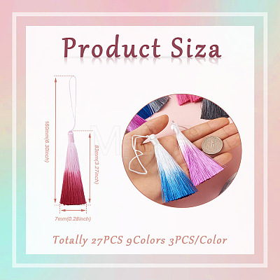 27Pcs 9 Colors Polyester Tassel Big Pendants FIND-SW0001-14-1