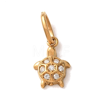 304 Stainless Steel Micro Pave Clear Cubic Zirconia Charms CU-CBA703A-01G-01-1