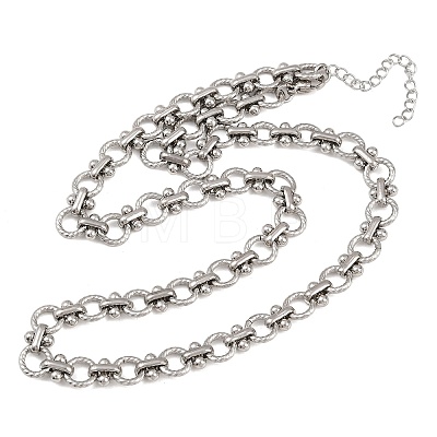 8MM 304 Stainless Steel Twisted Ring Link Chain Necklaces NJEW-Z105-04P-02-1