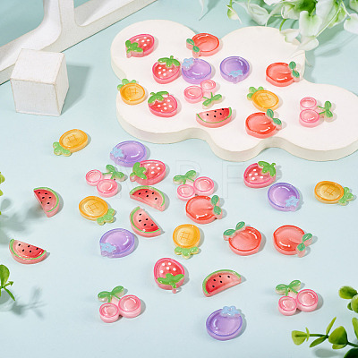 36Pcs 6 Styles Fruit Theme Transparent Resin Cabochons RESI-TADJ0001-27-1