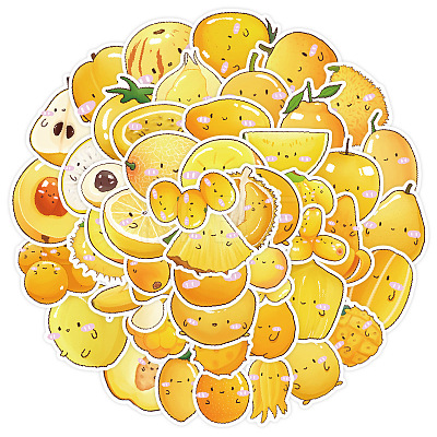 50Pcs Fruits Theme Waterproof PVC Stickers Set PW-WGDB468-01-1