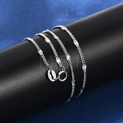 925 Sterling Silver Oval Twisted Chain Necklaces NJEW-H056-01C-P-1