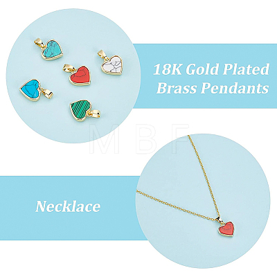 10Pcs 5 Styles Real 18K Gold Plated Brass Pendants KK-BC0008-26-1