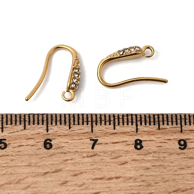 304 Stainless Steel Rhinestone Earring Hooks STAS-B128-43G-1