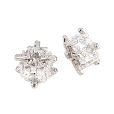 Brass Clear Cubic Zirconia Beads KK-B186-21A-P-1