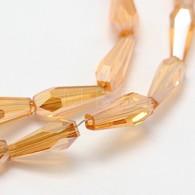 Faceted Rainbow Plated Teardrop Electroplated Glass Beads Strands EGLA-F104-05A-1