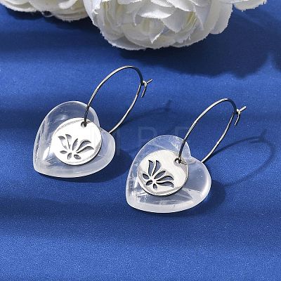 Natural & Synthetic Gemstone & 304 Stainless Steel Hoop Earrings for Women EJEW-G475-02P-1