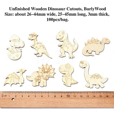 Unfinished Wooden Dinosaur Cutouts WOOD-CJC0010-01-1