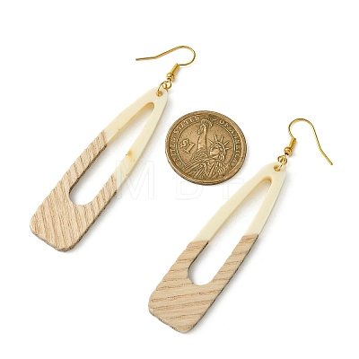 Two Tone Resin & Wood Dangle Earrings EJEW-JE05508-02-1
