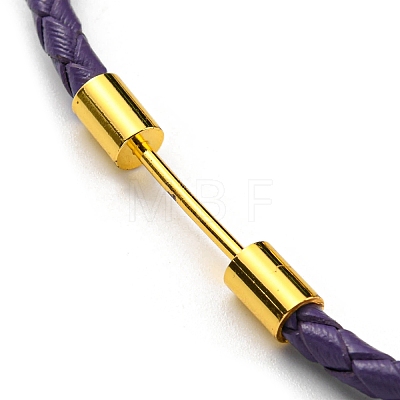 Brass Column Bar Link Bracelet with Leather Cords BJEW-G675-05G-13-1