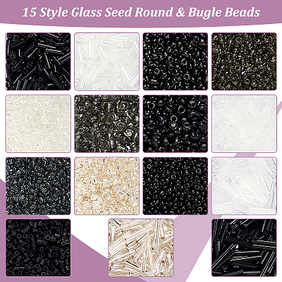   15 Style Glass Seed Round & Bugle Beads SEED-PH0001-86-1