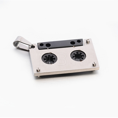 Two Tone 304 Stainless Steel Cassette Tape Pendants STAS-E090-45B-1