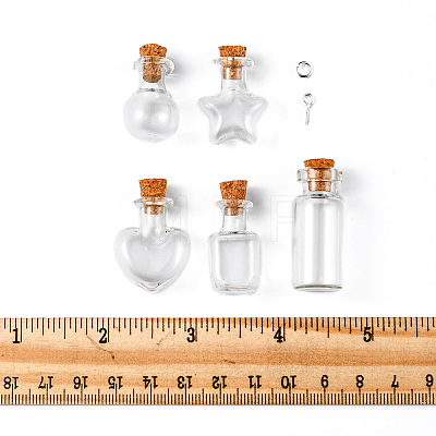 10Pcs 5 Styles Glass Wishing Bottle CON-FS0001-03-1