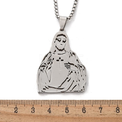 304 Stainless Steel Religion Pendant Necklaces NJEW-Z058-05P-1