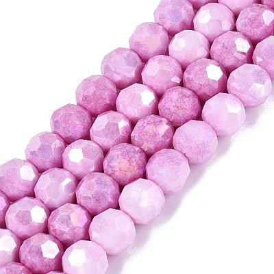 Anti-Tarnish Electroplate Glass Beads Strands EGLA-ZX010-8mm-05-1